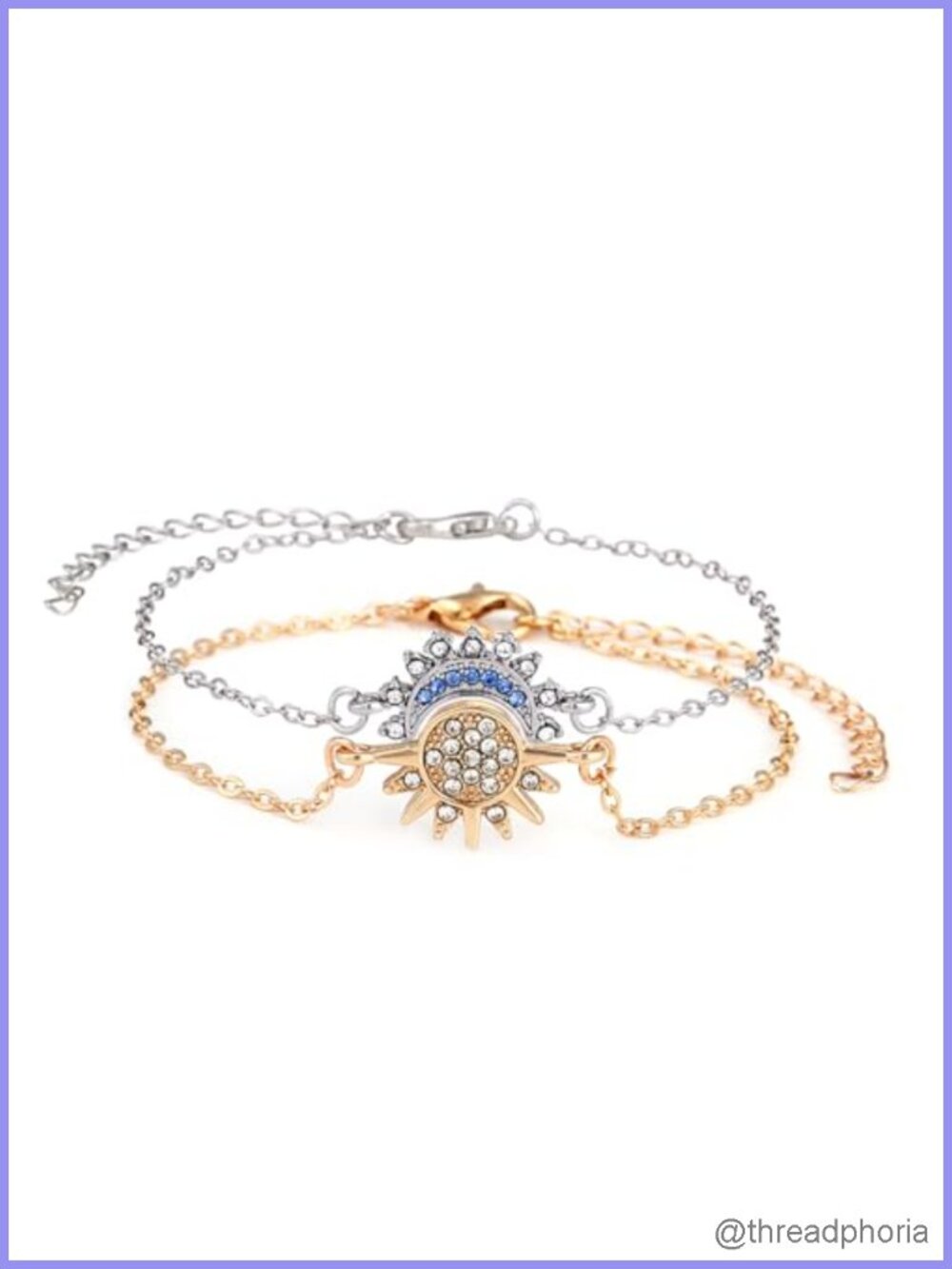 Sun Moon Bracelet Set Stackable Crystal Link Bracelet for Couple Friendship